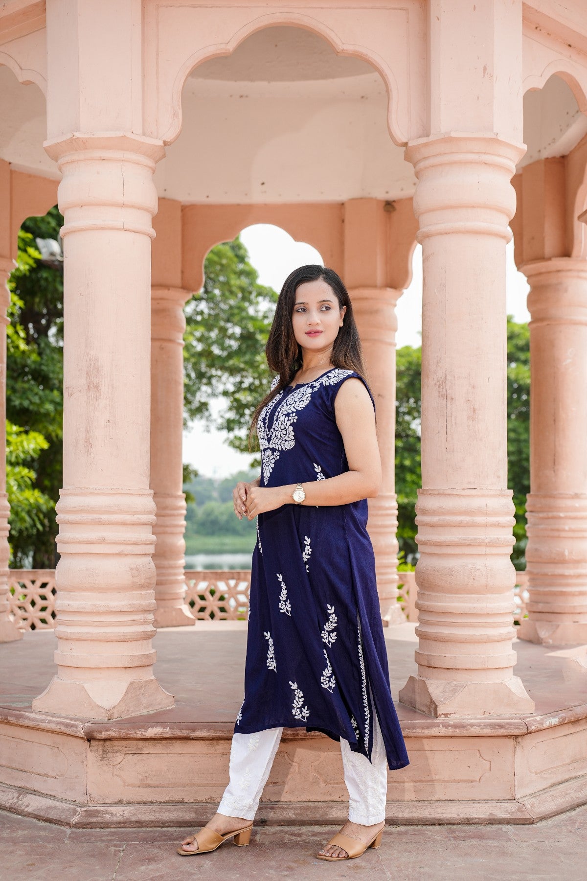 Comfortable & Stylish Navy Blue Kurti | Sleeveless | Rayon Fabric